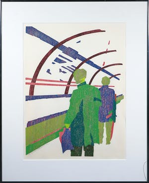 Peter Wortel - Houtsnede, London Underground I - Ingelijst kopen? Bied vanaf 1!
