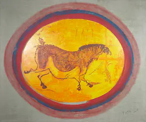 Pieta Dijkstra - Olieverf op doek, "Lescaux; masculin - feminin" - Ingelijst (Groot) kopen? Bied vanaf 1!