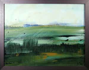 Wijm Bos - Acryl op paneel, Lansdchap 4 - Ingelijst (Groot) verkocht voor € 80!