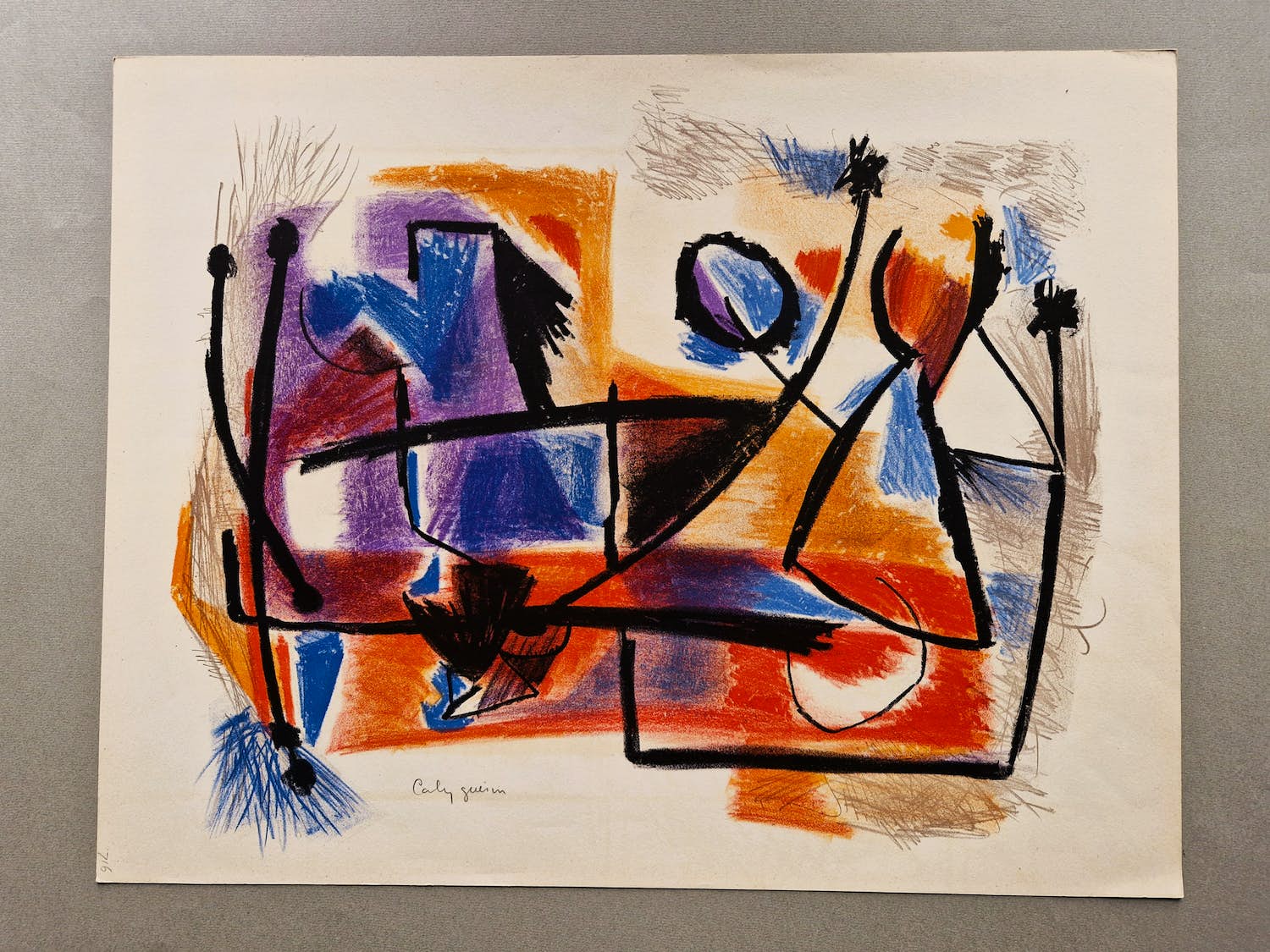Jacques Colas-Guerin - Frankrijk 1962 - Unica Lithografie (7 ex) - composition nr2 - potloodges. verkocht voor € 37!