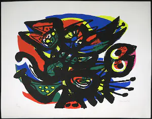 Anton Rooskens - Litho, Compositie met vogels kopen? Bied vanaf 200!