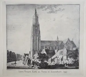 Paulus van Liender - ets uit 1759 - Amersfoort - Lieve Vrouwe Kerk en Toren kaufen? Bieten Sie von 45!