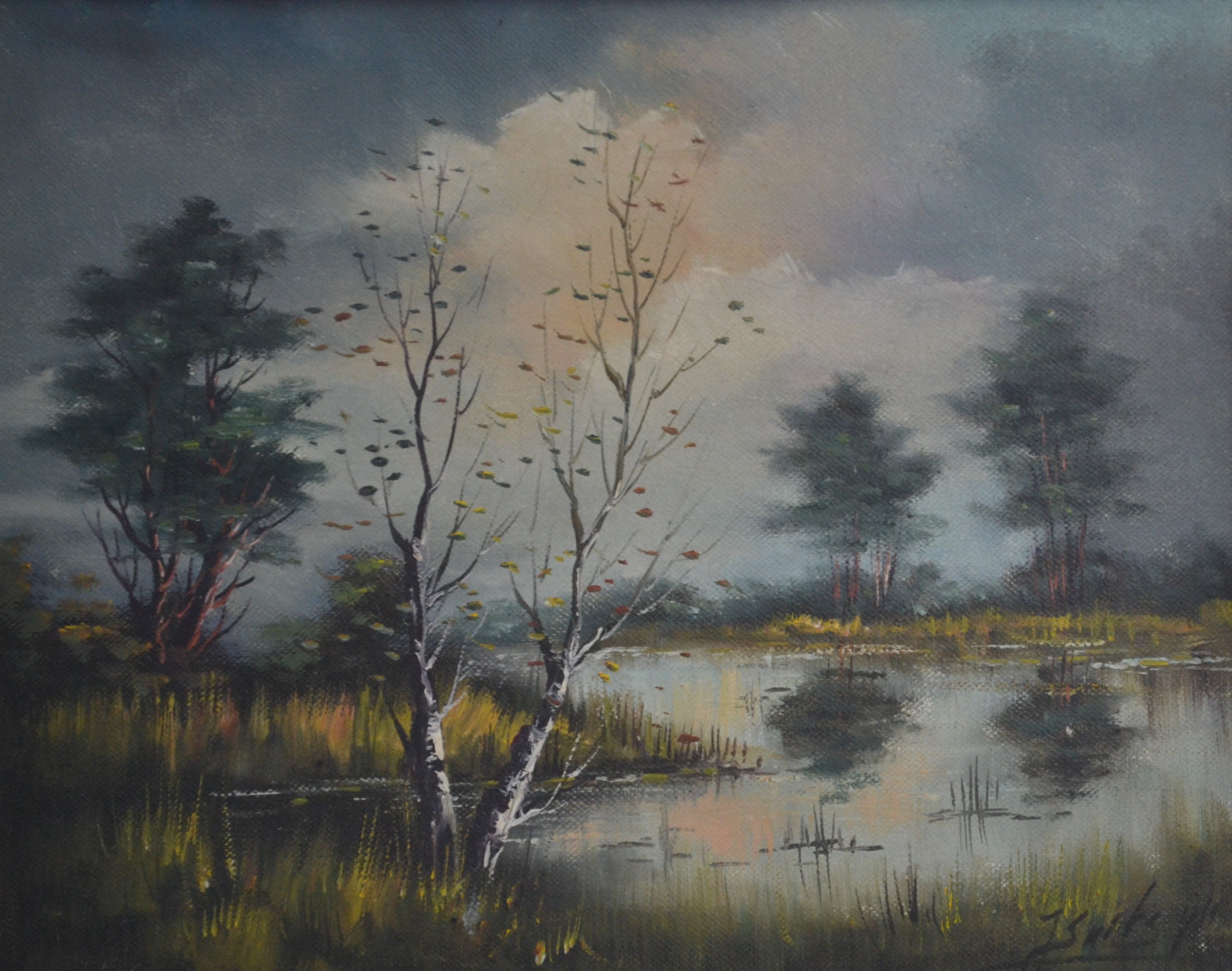 Joop Smits - Joop Smits (1938-2014) Brabants vennetje - Olieverf op doek kopen? Bied vanaf 1!