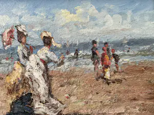 Francis Cristaux - Flaneren op het strand. kopen? Bied vanaf 200!