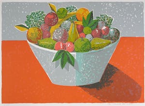 Hendrik Jan Visser - Zeefdruk, Stilleven met fruit kopen? Bied vanaf 1!