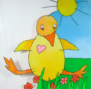 Ella Steenmeijer - Acryl op plexiglas, Kindertekening kopen? Bied vanaf 1!