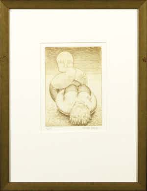 Herman Gordijn - Ets, Z.T. Liggende vrouw - Ingelijst verkocht voor € 100!