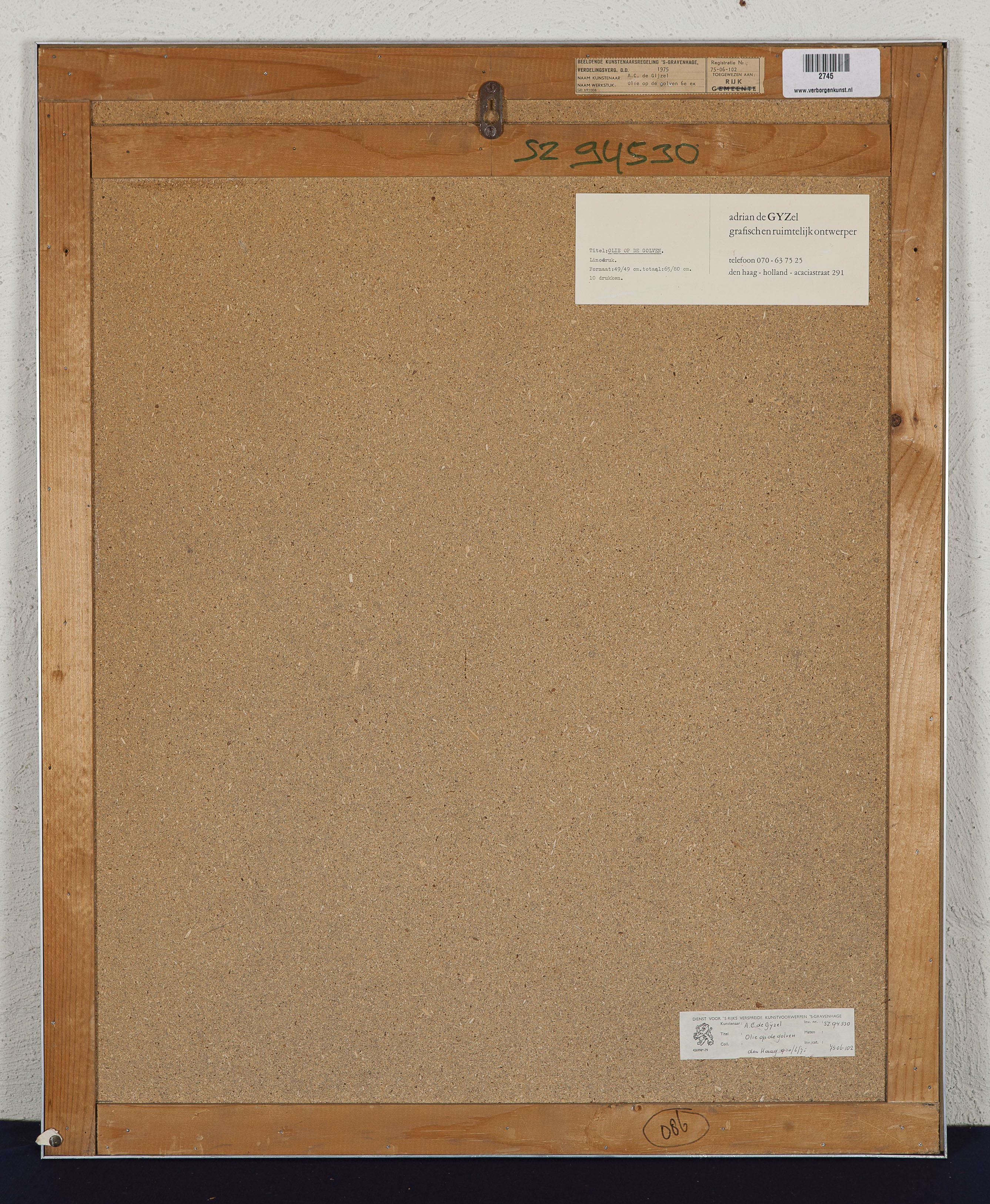 Adrian de Gijzel - Olie op de golven - Linosnede op papier - gesigneerd r.o. - BKR Den Haag kopen? Bied vanaf 10!