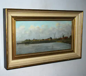 Elbert Hooijberg - Havengezicht (mogelijk Texel) - olieverf op doek kopen? Bied vanaf 125!