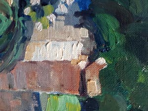 Maarten van der Meer - Beekrand + zicht op de kerk van Thorn kopen? Bied vanaf 60!