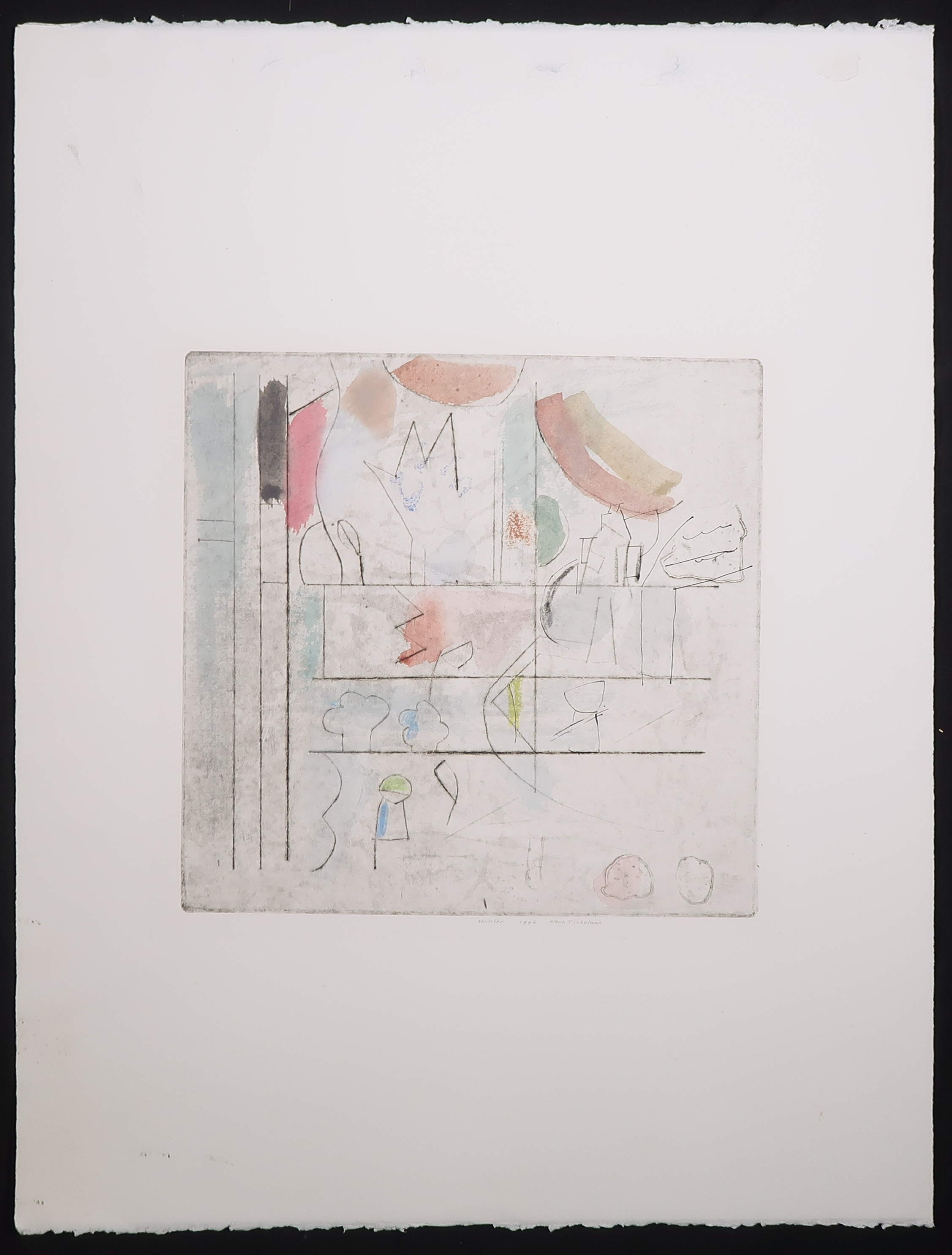 Henk Tichelaar - Droge naald en aquarel, Winter kopen? Bied vanaf 1!