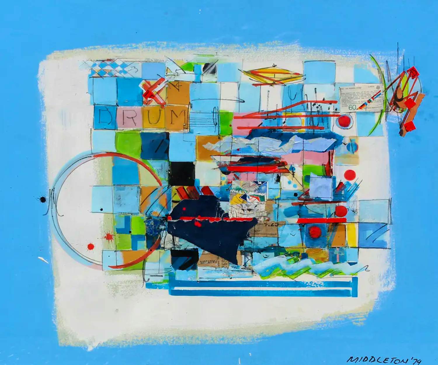 Sam Middleton - Ingelijste gemengde techniek: "Drum Beat - 2002 kopen? Bied vanaf 799!