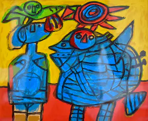 Corneille - Litho - Femme et oiseaux - EA - Geheel nieuw ingelijst kopen? Bied vanaf 225!