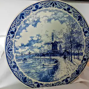 Chemkefa - Wandteller Keramik Delft Blauw Winterlandschaft nach F.J. du Chattel 70er Jahre kopen? Bied vanaf 98!