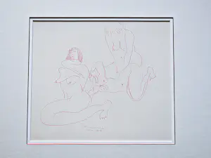 AcheterTheo Beerendonk - jaren 60 - rode inkt tekening - 3 naakte dames in liefdesspel - gesigneerd? Enchérissez de 58!