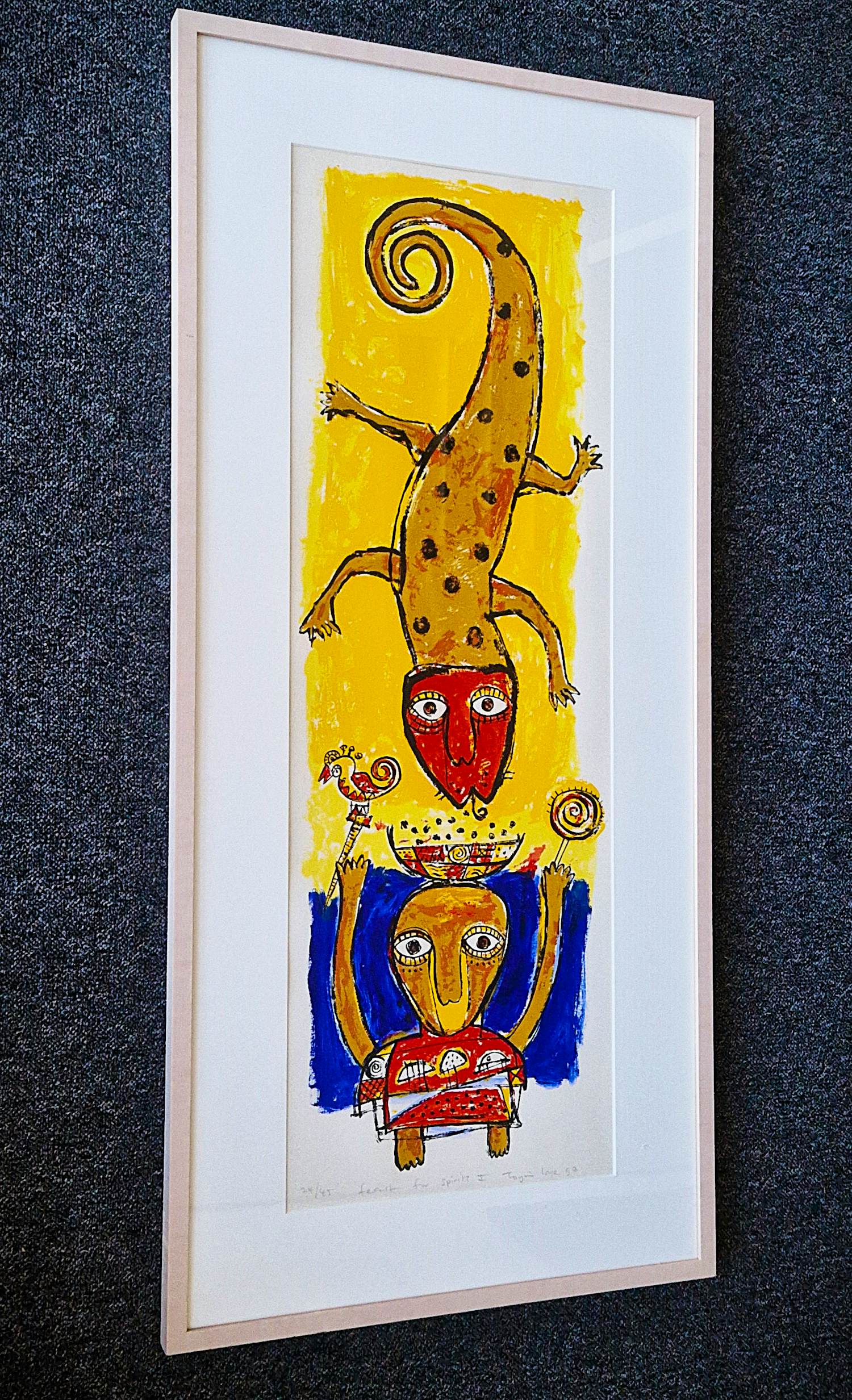 Toyin Loye - Grote kleurrijke zeefdruk "feast with spirits II" - beperkte oplage - ingelijst verkocht voor € 70!