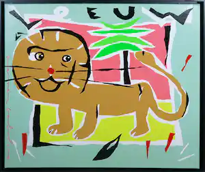 Jeroen Gerlofsma - Acryl op doek, Leeuw - Ingelijst verkauft für € 40!