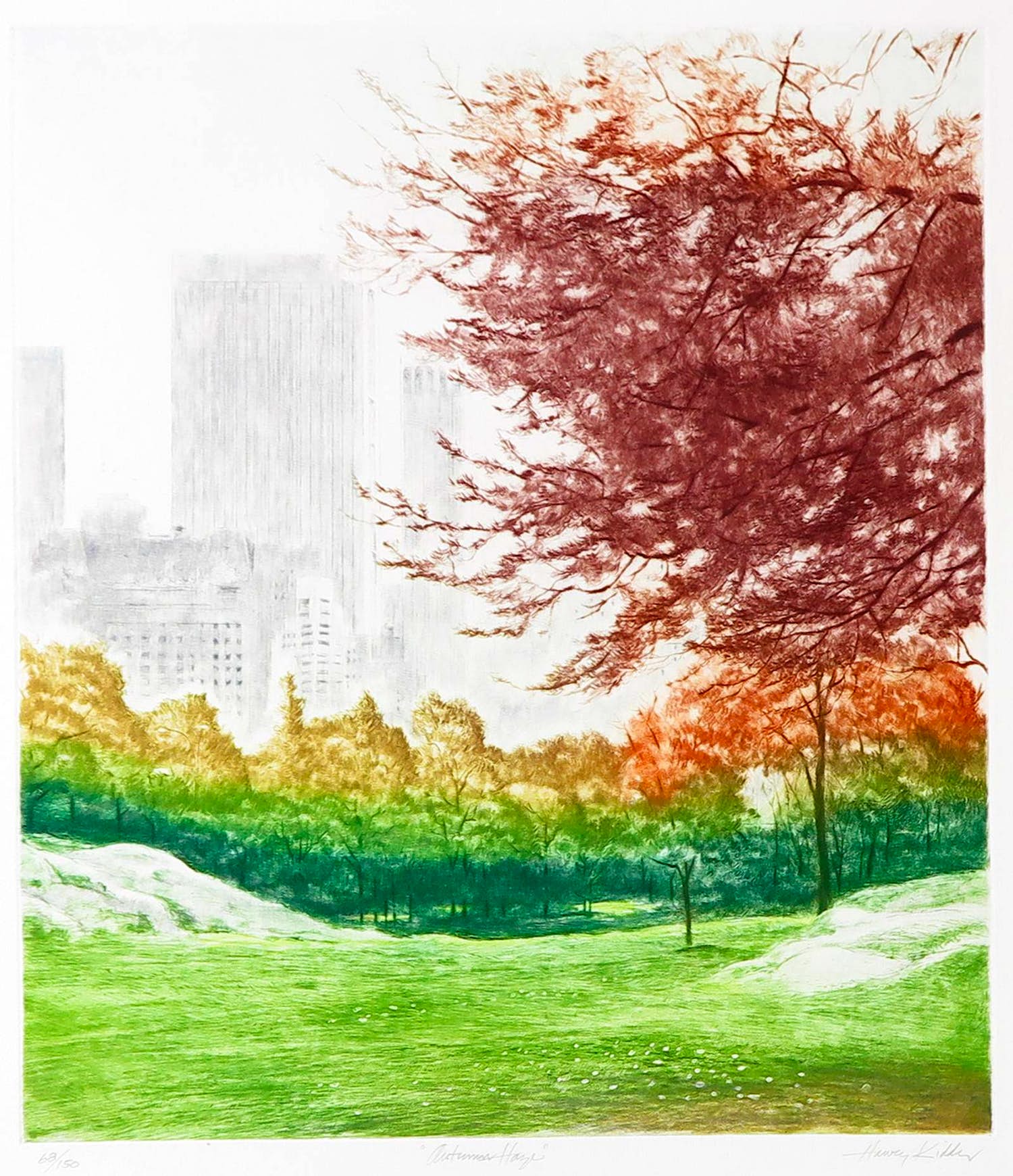 Harvey Kidder - Radierung und Aquatinta, Autumn Haze kopen? Bied vanaf 2!