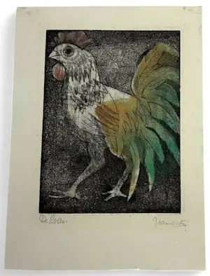 Jeanne Bieruma Oosting - Ets/aquatint: 'de haan' kopen? Bied vanaf 350!