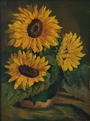 Niet of onleesbaar gesigneerd - Gemberpot met zonnebloemen kopen? Bied vanaf 1!