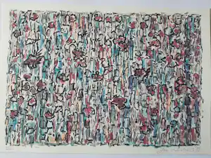 Jan Wolkers - Zeefdruk Winterbeeld XIII + gedicht + foto van Jan Wolkers verkocht voor € 160!