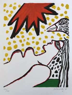 Corneille - Mooie litho - 'Rode Zon' - 1975 - 100/100 kopen? Bied vanaf 125!
