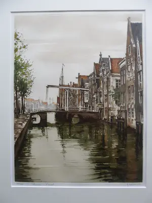 Roger Hebbelinck - Mooie kleuren ets van het Luttik Oudorp te Alkmaar. kopen? Bied vanaf 40!