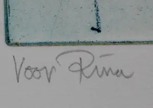 Ronald Tolman - Kleuren ets: Compositie met mensen en een vliegende vogel - 1995 kopen? Bied vanaf 89!