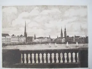 Niet of onleesbaar gesigneerd - 10 x ets/litho/tekening div. kunstenaars Stadsgezicht oa Minderman kopen? Bied vanaf 1!