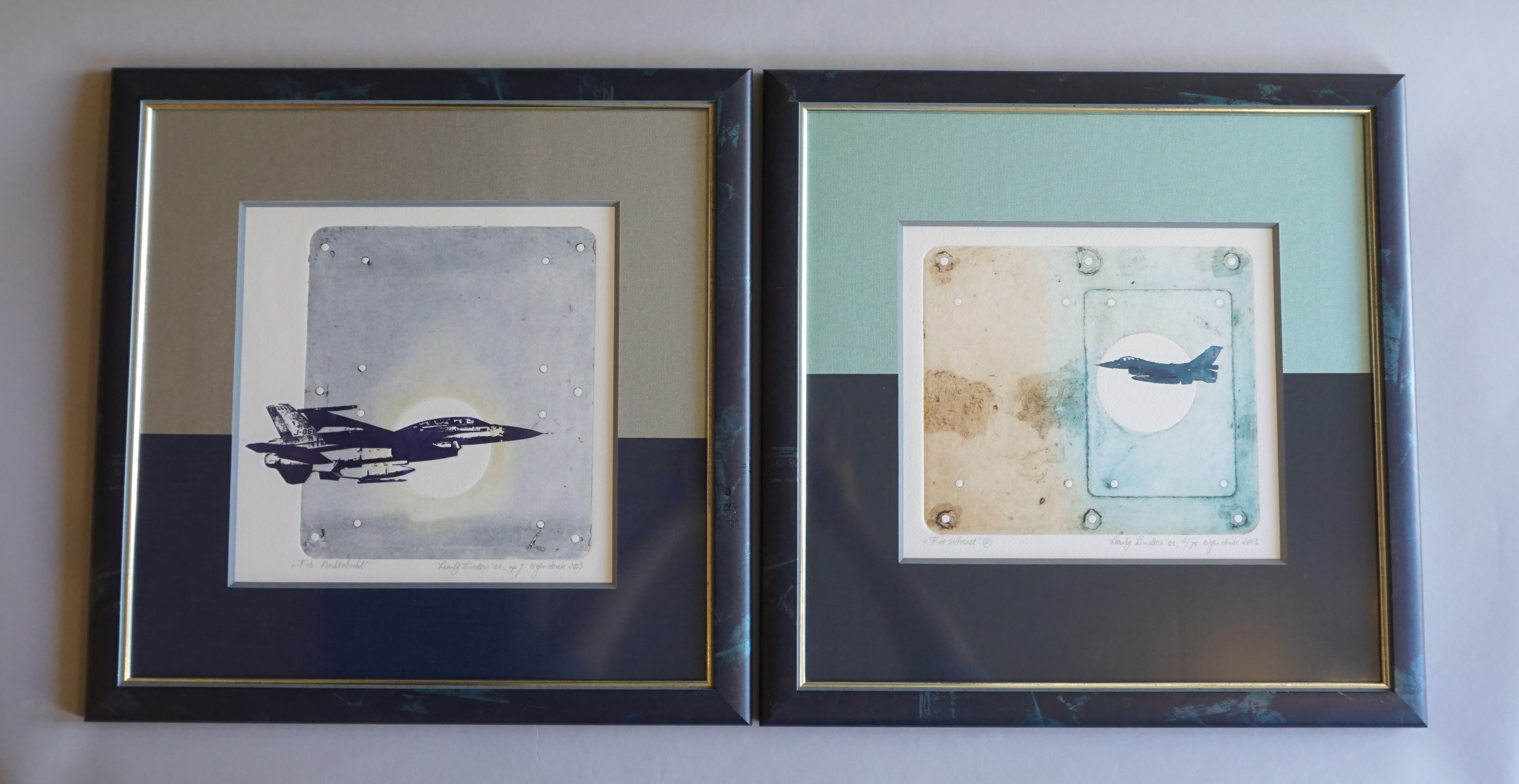 Leentje Linders - Ets - F-16 nachtvlucht - 2003 - 2 werken verkocht voor € 100!