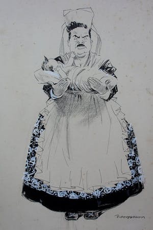 Piet van der Hem - gemengde techniek op papier:Herriot's ontwapeningsplan - 1932 kopen? Bied vanaf 125!