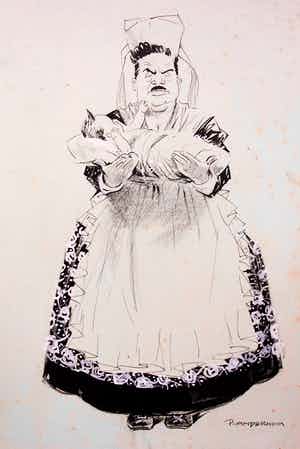 Piet van der Hem - gemengde techniek op papier:Herriot's ontwapeningsplan - 1932 verkocht voor € 125!