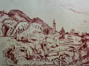 Jan Wiegers - Kleurenlitho: Intragna- 1947 verkauft für € 55!