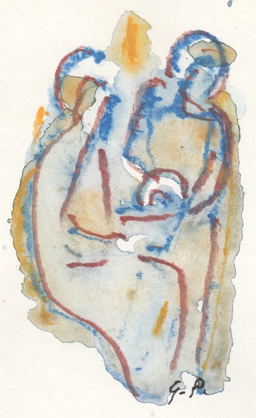 Gerard Princee - Aquarel op karton - 1998 verkocht voor € 45!