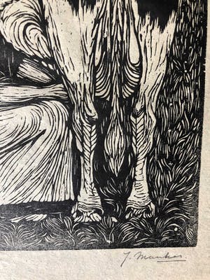 Jan Mankes - Houtsnede Koemelkster kopen? Bied vanaf 275!