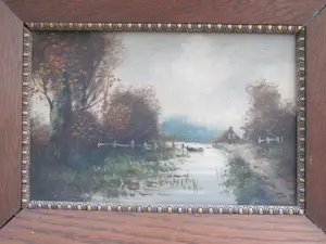 Anton Muller - gezicht op een boerderij aan het water kopen? Bied vanaf 40!