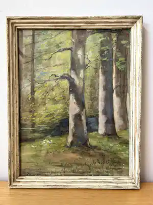 Charles Dankmeijer - ‘Hemelseberg Eendjesvijver’ Oosterbeek (Renkum) | Aquarel in originele lijst verkauft für € 200!