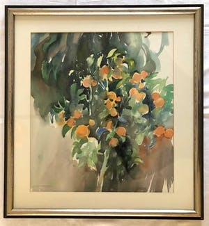 Hen Euverman - Mandarijnen Boompje - Aquarel, Ingelijst kopen? Bied vanaf 70!