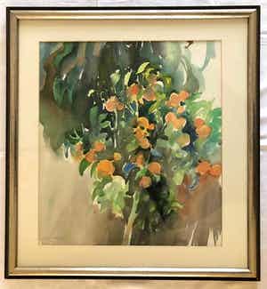 Hen Euverman - Mandarijnen Boompje - Aquarel, Ingelijst verkocht voor € 70!