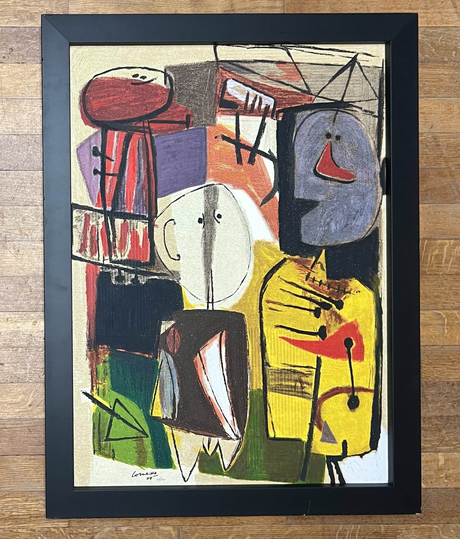 Corneille - Charlie Parker ingelijste Cobra-terragrafie op doek kopen? Bied vanaf 2200!