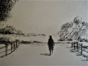 Metten Koornstra - Meester van de Verstilling - Litho - "Man in Landschap - gesigneerd kopen? Bied vanaf 10!