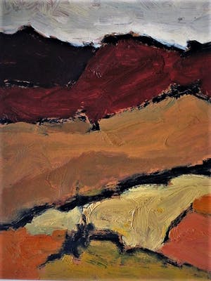 Hanneke Nobel - Boeiend Minimalistisch olieverf "Kalahari Woestijn Zuid Afrika" - gesigneerd kopen? Bied vanaf 10!