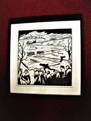 Hendrik van der Horst - UNIEK GRAFIEK! Grote Sport-Linosnede "de barre Elfstedentocht 1963" kopen? Bied vanaf 10!