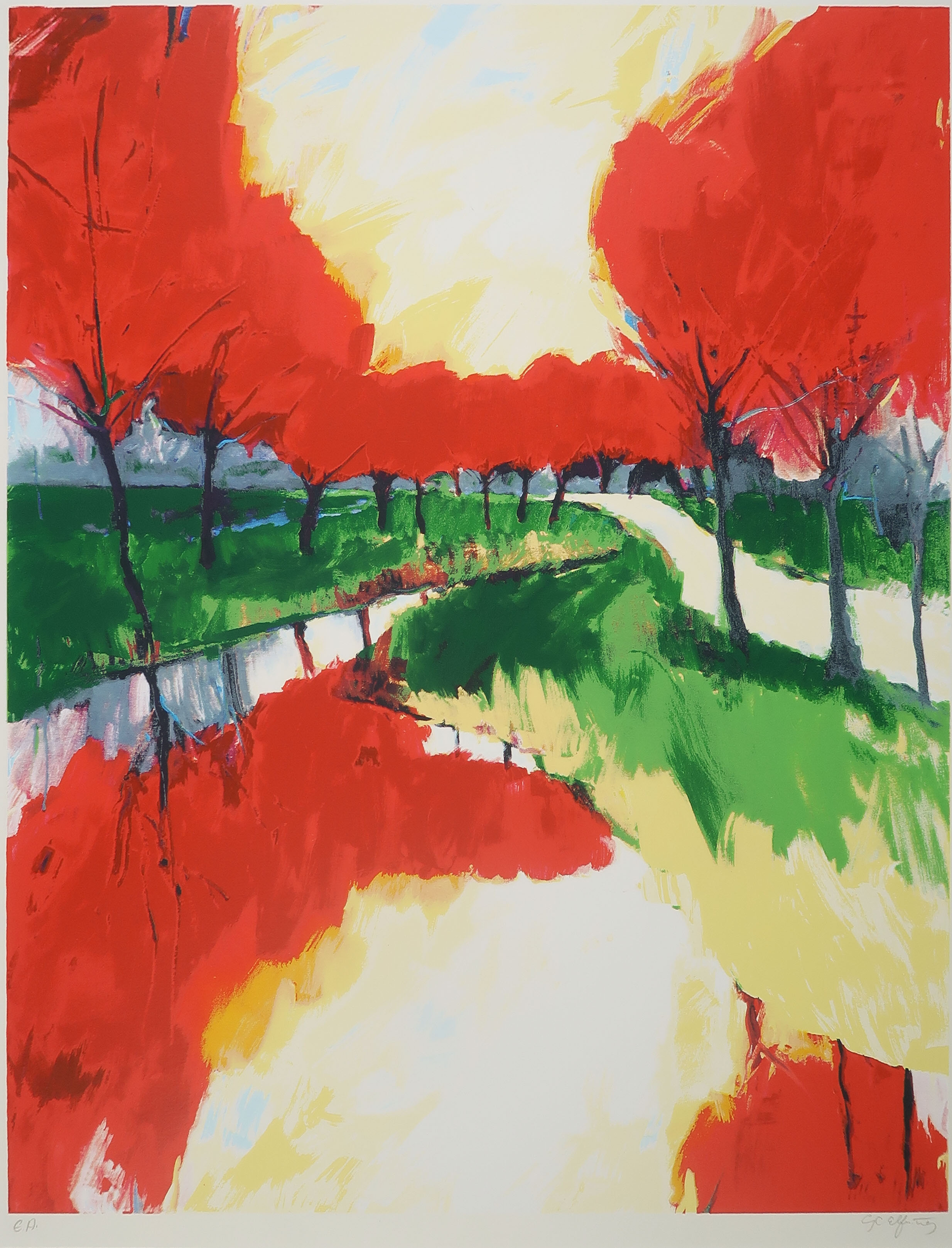 Gerda Elfring - Zeefdruk, Bomenlandschap kopen? Bied vanaf 20!