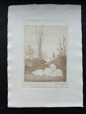 Jan Mankes - Ets vier muizen - Gesigneerd - 1918 kopen? Bied vanaf 440!
