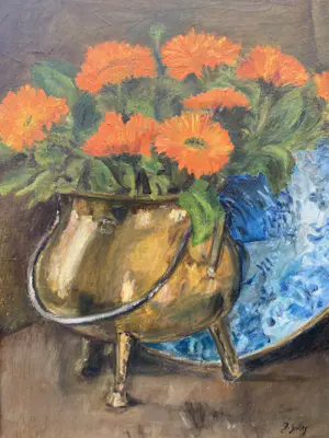 Joop Smits - Stilleven met oranje anjers kopen? Bied vanaf 39!