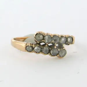 14k rosé gouden ring bezet met roos geslepen diamant 0.25ct - rm 17 kopen? Bied vanaf 240!