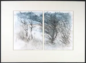 Peter Polderman - Aquarel, Landschap tweeluik kopen? Bied vanaf 1!