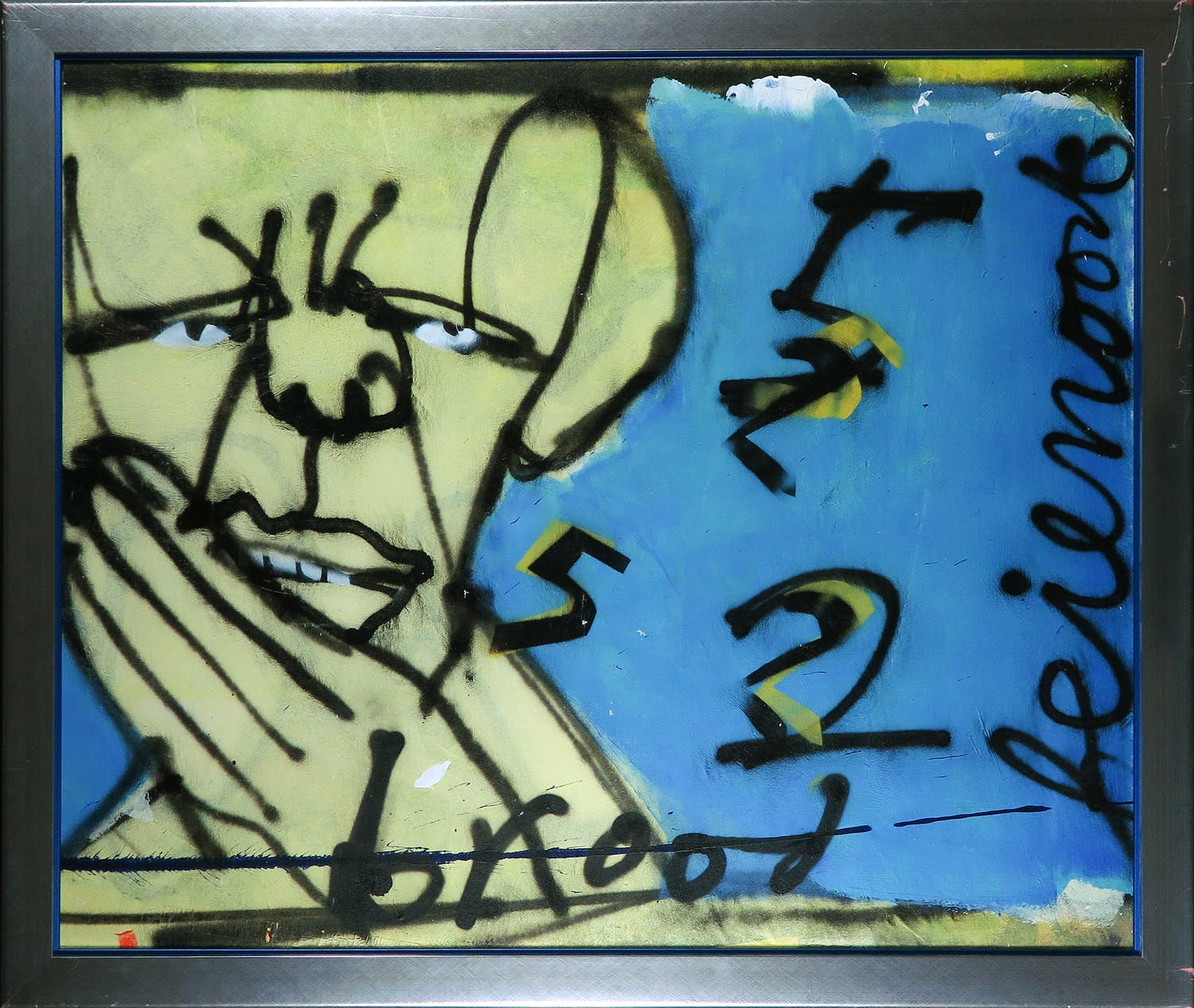 Herman Brood - Gem. Techniek op doek, Feyenoord - Ingelijst (Zeer groot) incl. HB-M cert. kopen? Bied vanaf 3000!