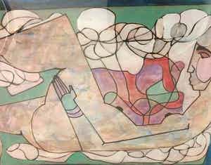 Theo Mackaay - schilderij op papier, gesigneerd en gedateerd verkocht voor € 370!